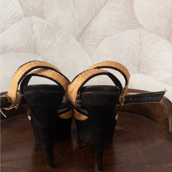 Fendi Black and Tan Platform Sandals